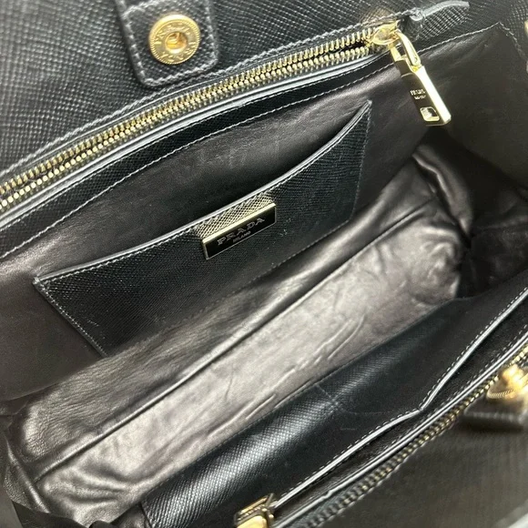 PRADA LEATHER 2-WAY GALLERIA SATCHEL BLK - Picture 11 of 16